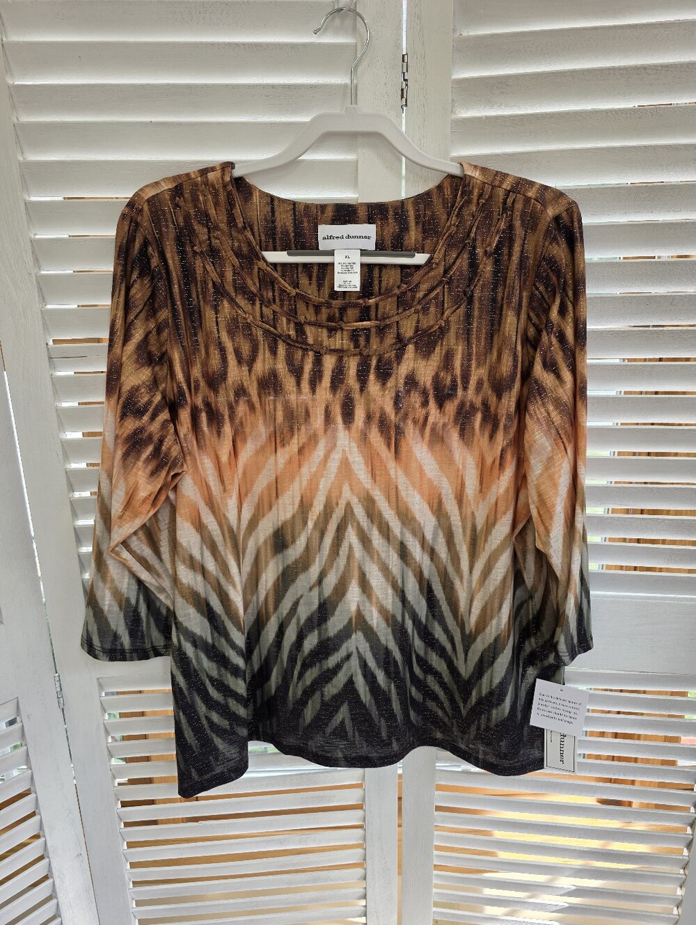 Alfred Dunner Ombre Animal Skin Three-Quarter Sleeve Women's Top Size XL